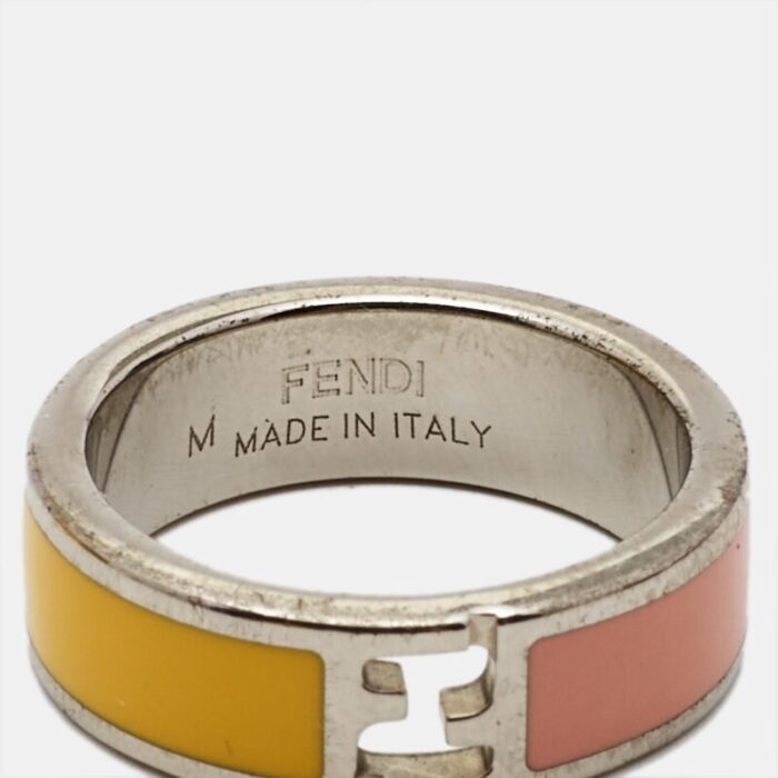 fendi sta bicolor enamel silver tone ring size 725 4733