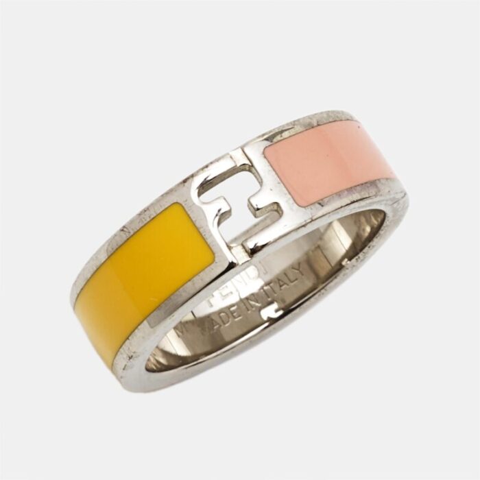 fendi sta bicolor enamel silver tone ring size 725 6410