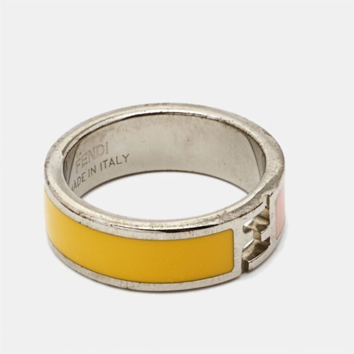 fendi sta bicolor enamel silver tone ring size 725 9609