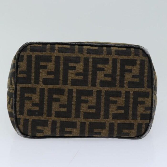 fendi zucca canvas mamma baguette shoulder bag black brown auth 76559 1551