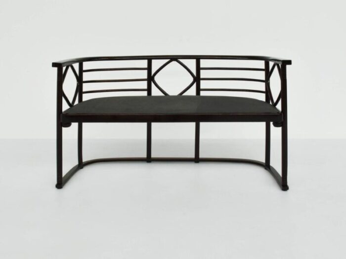 fledermaus cabaret bench with chairs and bistrot table by josef hoffmann 1980 set of 4 0340