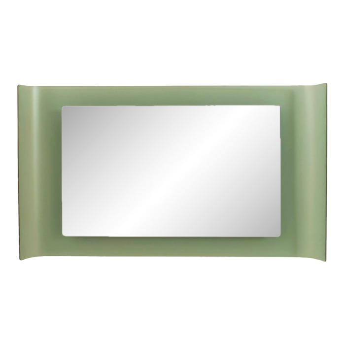 fontana are italian mid century frosted green glass wall mirror 2595