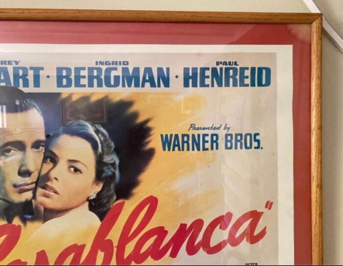 framed casablanca original movie poster reissue circa 1960 70 0878