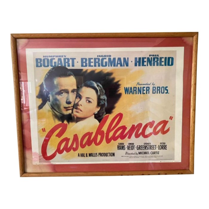 framed casablanca original movie poster reissue circa 1960 70 8406