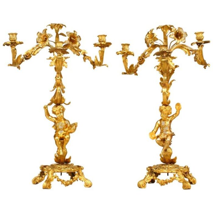 french louis xv bronze dore candelabras a pair 9186