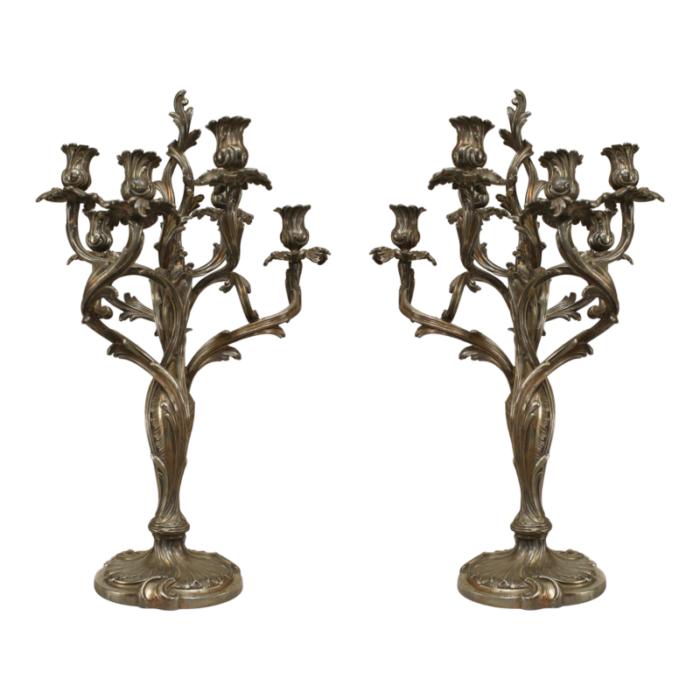 french louis xv silver plate candelabras a pair 0565