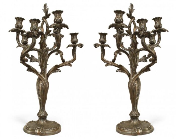 french louis xv silver plate candelabras a pair 5782