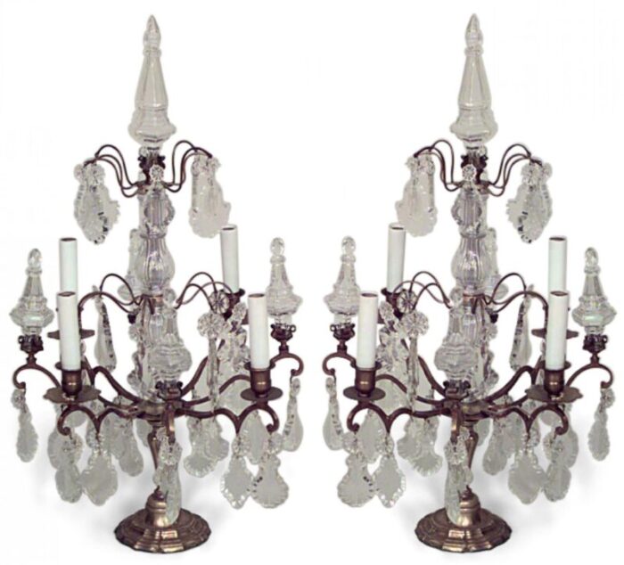 french louis xv style bronze and crystal candelabras a pair 7800