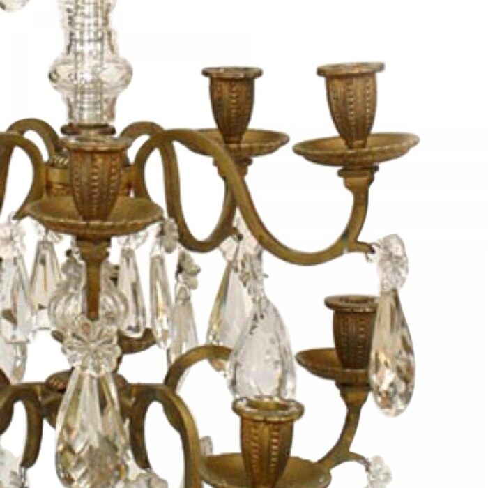 french louis xvi style bronze and crystal candelabras a pair 1394