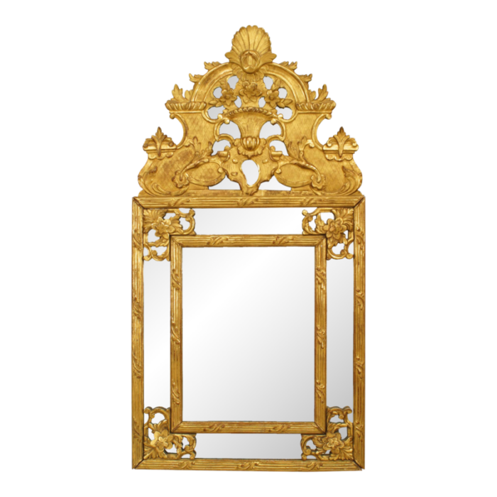 french louis xvi style carved giltwood shell pediment wall mirror 1848