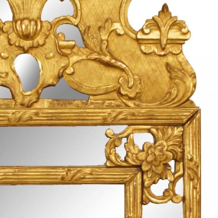 french louis xvi style carved giltwood shell pediment wall mirror 8739