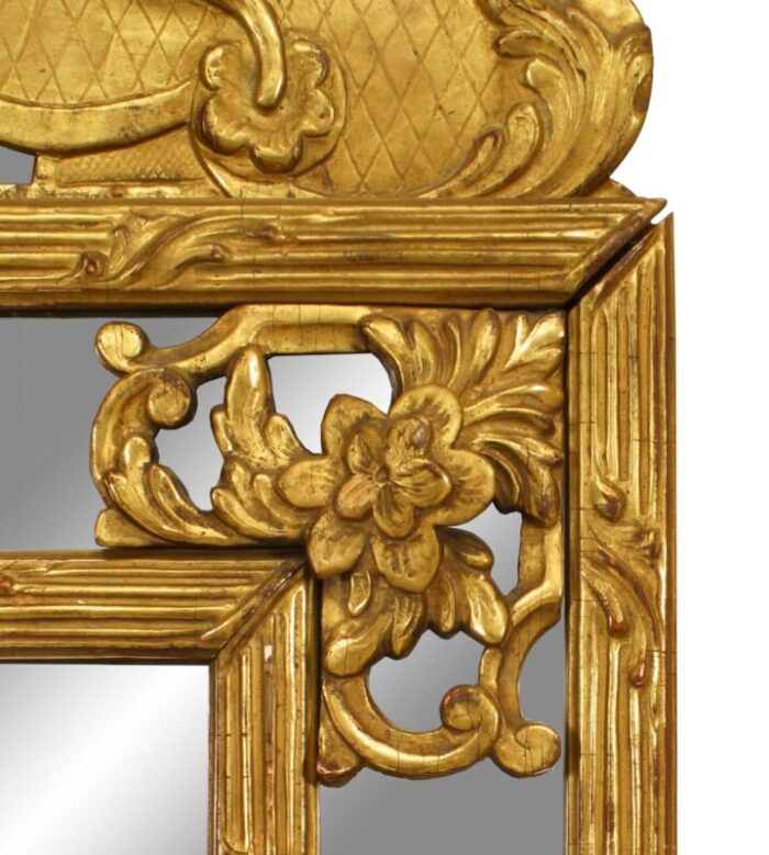 french louis xvi style carved giltwood shell pediment wall mirror 9696