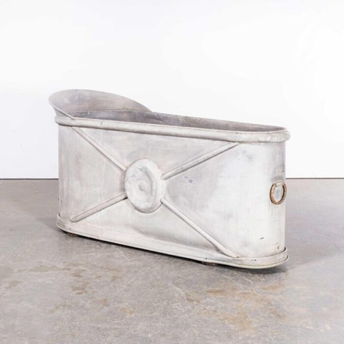 french zinc galvanised bath planter 1940s 1