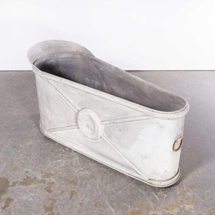 french zinc galvanised bath planter 1940s 3