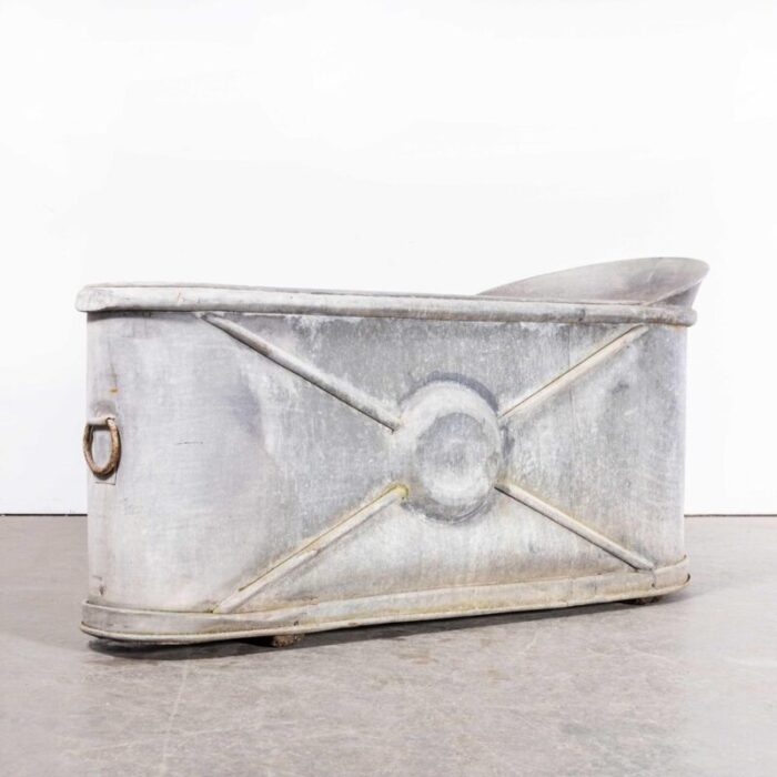 french zinc galvanised bath planter 1940s 6