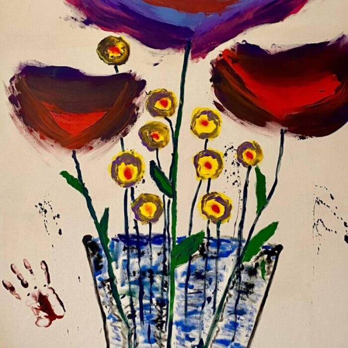 gauthier bruel red and yellow flowers acrylic on canvas 2024 4992