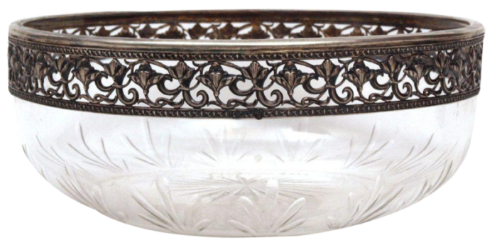 glass bowl with silver plated finish 7944