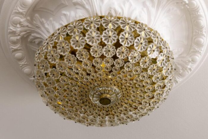 glass flower and brass ceiling light by emil stejnar for h richter 1950s 4237