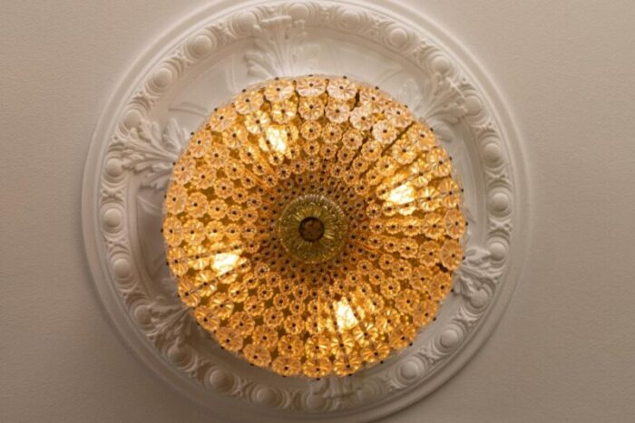 glass flower and brass ceiling light by emil stejnar for h richter 1950s 4456