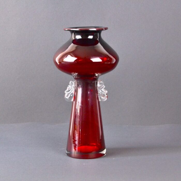 glass vase by jerzy sluczan orkusz for tarnowiec 1980s 1