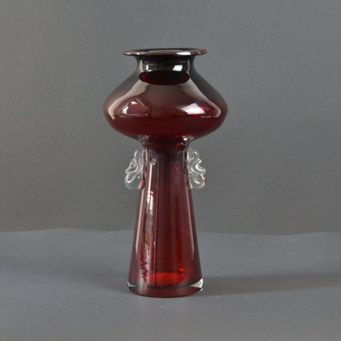 glass vase by jerzy sluczan orkusz for tarnowiec 1980s 3