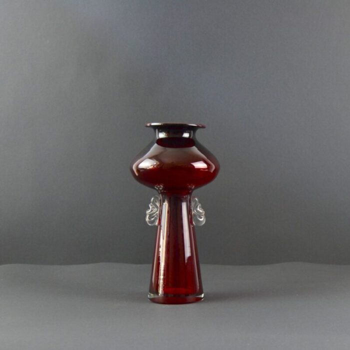 glass vase by jerzy sluczan orkusz for tarnowiec 1980s 4