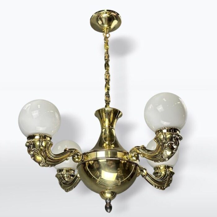 gold brass chandelier 1920s 3362