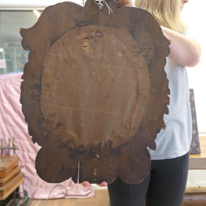 gothic carved oak oval mirror 1925