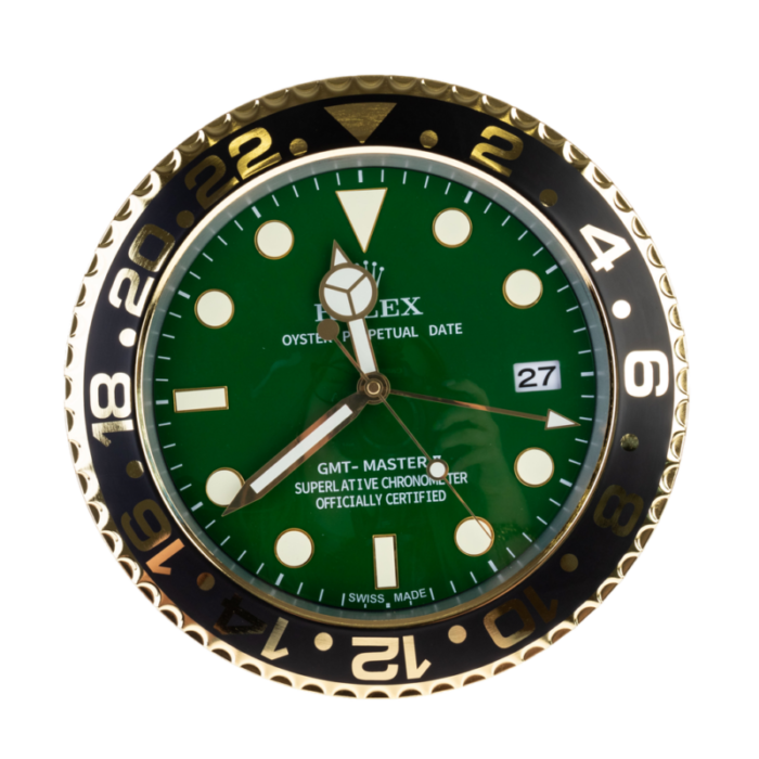 green and gold gmt master ii wall clock from rolex 2010s 8061