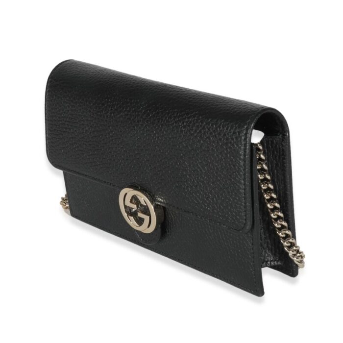 gucci black dollar calfskin interlocking g chain wallet 0337