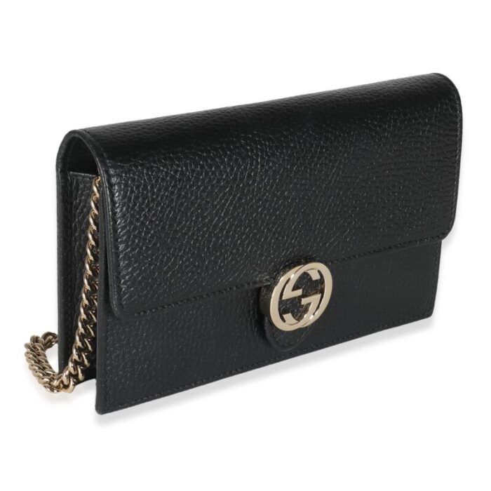 gucci black dollar calfskin interlocking g chain wallet 4500