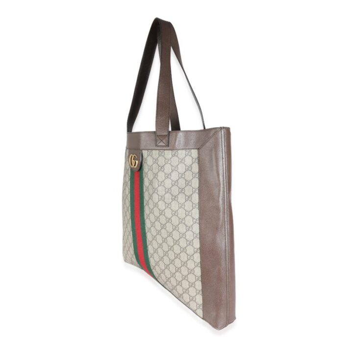 gucci brown gg supreme canvas web ophidia vertical shopping tote 3551