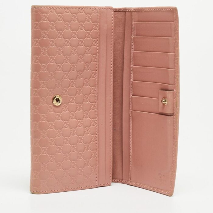 gucci pink microgucissima leather flap continental wallet 0683