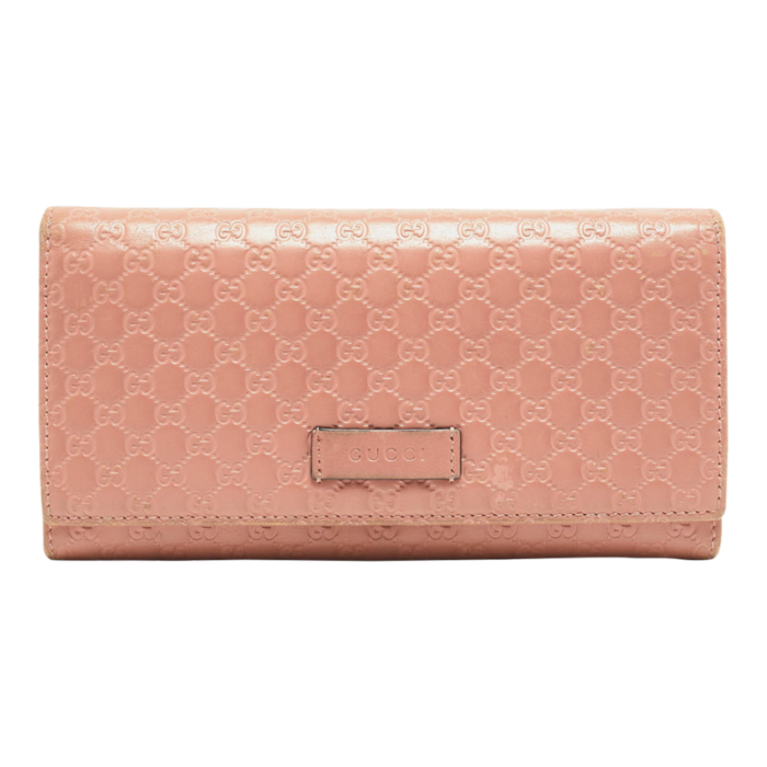 gucci pink microgucissima leather flap continental wallet 1256