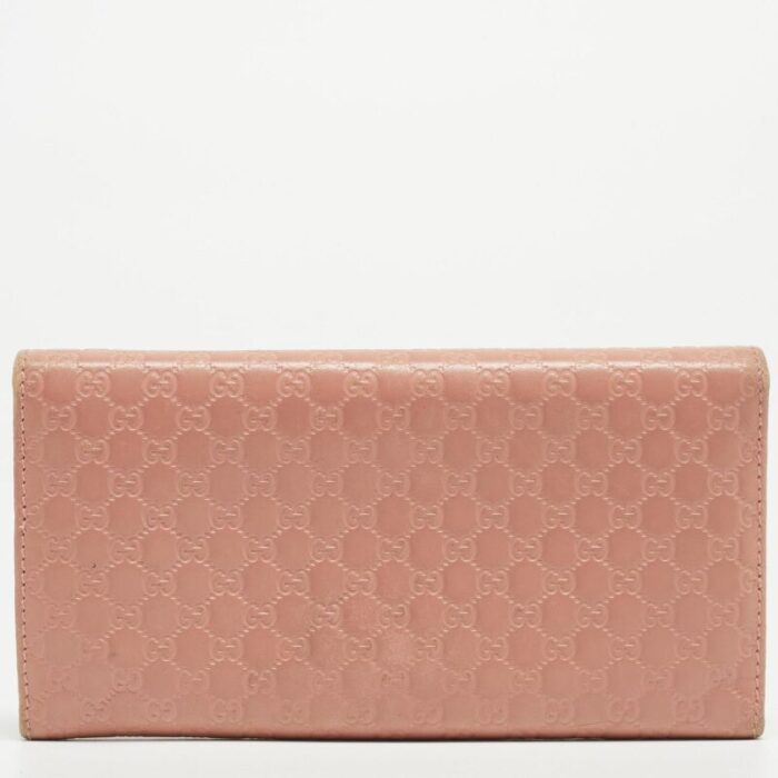 gucci pink microgucissima leather flap continental wallet 4225