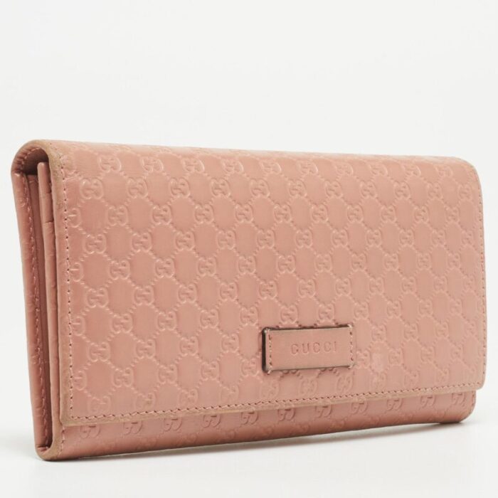 gucci pink microgucissima leather flap continental wallet 7698