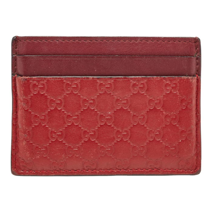 gucci redburgundy microssima leather card holder 3807