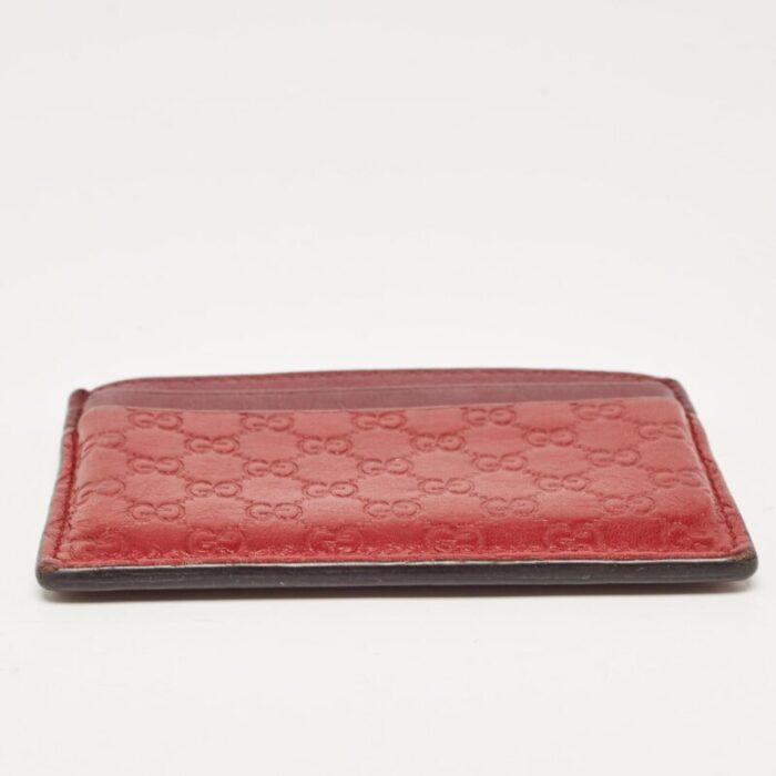 gucci redburgundy microssima leather card holder 4119