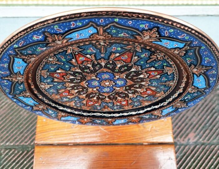 hand carved flower design copper tray 2346