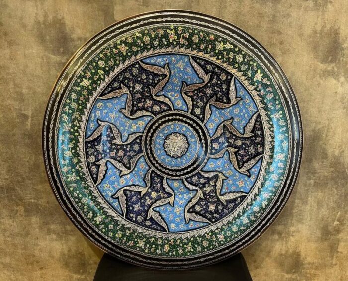 hand painted bohemian copper tray 2000