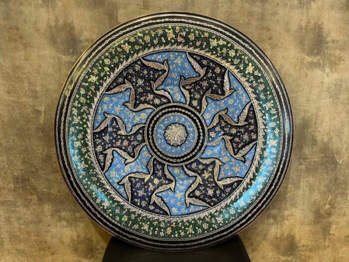 hand painted bohemian copper tray 6253