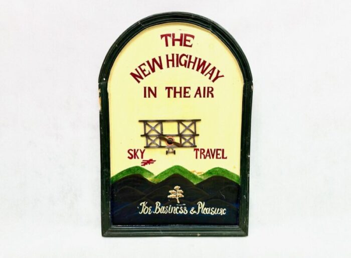 hand painted sky travel advertising wall sign 1950s 1