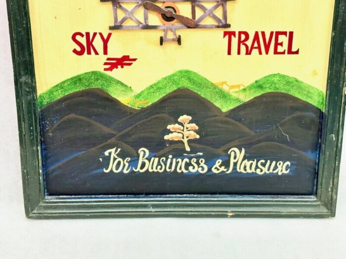 hand painted sky travel advertising wall sign 1950s 3