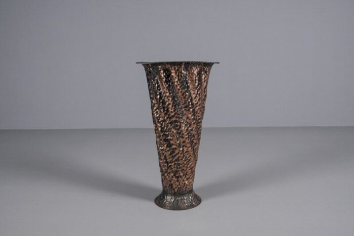 handmade hammered umbrella stand in copper austria 1960s 6