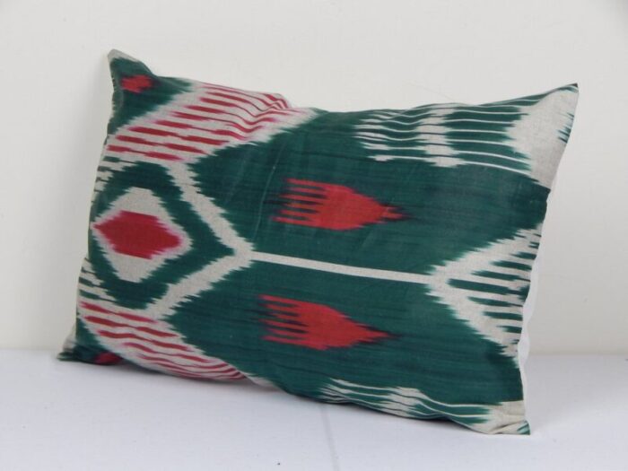 handmade uzbekistan ikat lumbar cushion cover 2