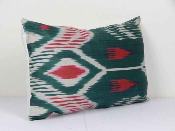 handmade uzbekistan ikat lumbar cushion cover 3