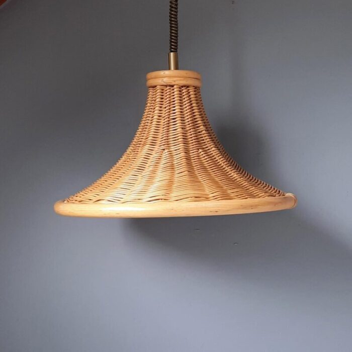 height adjustable rattan pendant lamp 1980s 1710