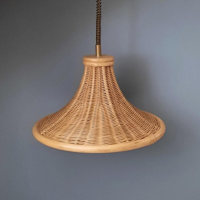 height adjustable rattan pendant lamp 1980s 2830