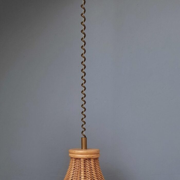 height adjustable rattan pendant lamp 1980s 7906