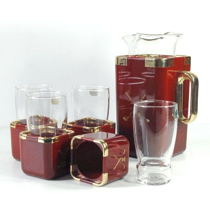 hollywood regency glasses and jug set from hans turnwald 1970s set of 5 4219